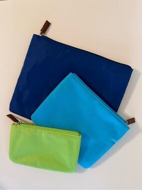 Set of 3 Travel, Beach, Pool Pouches - Navy, Aqua & Lime from 1990s Avon